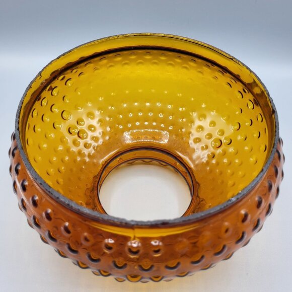 Vintage Amber Glass Hobnail Glass Lamp Shade Ruffled Top Retro Style Decoration - Picture 11 of 11